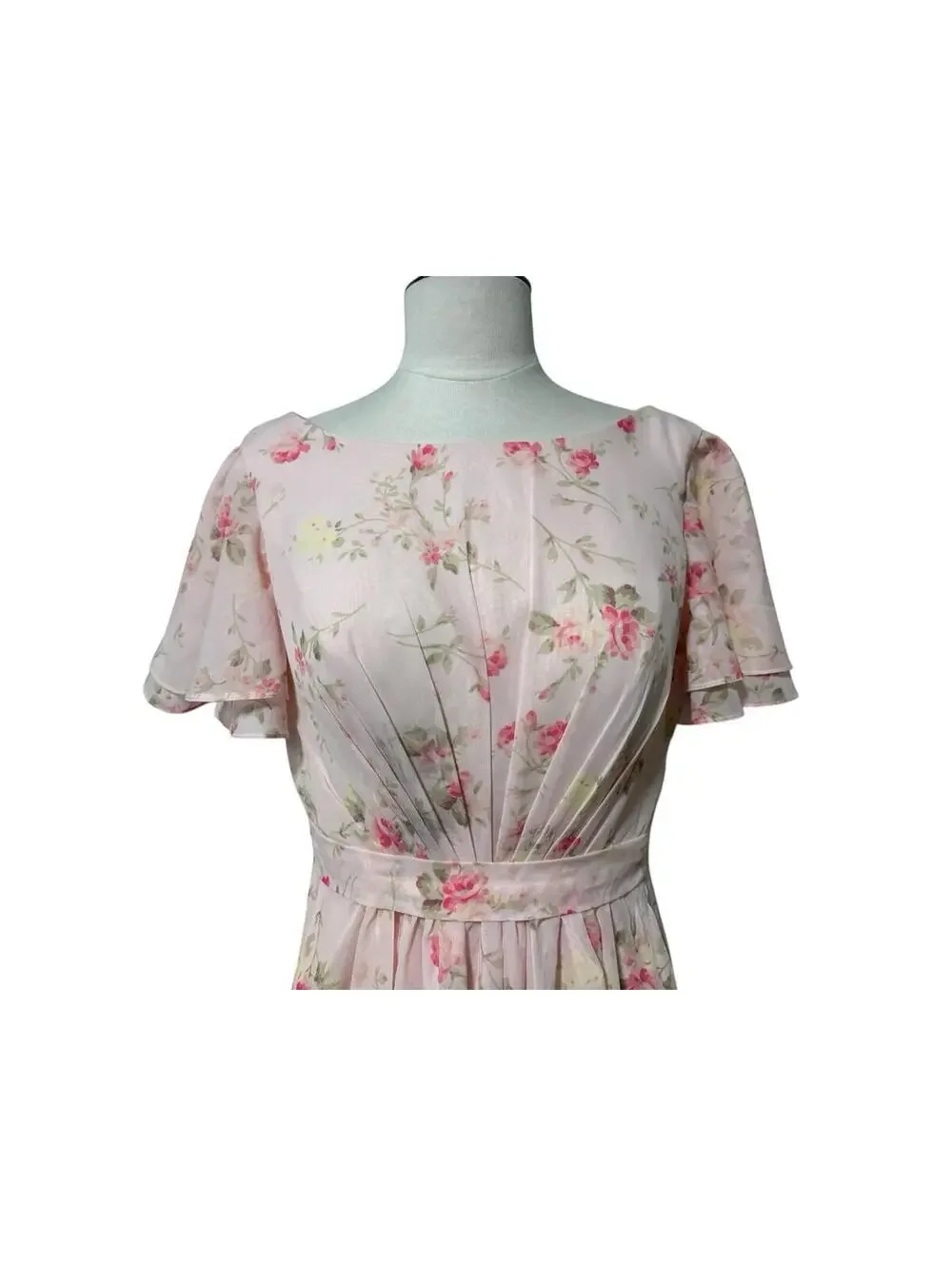 Chiffon Maxi Wedding Guest Floral Dress Size Small Modest - Picture 3 of 4